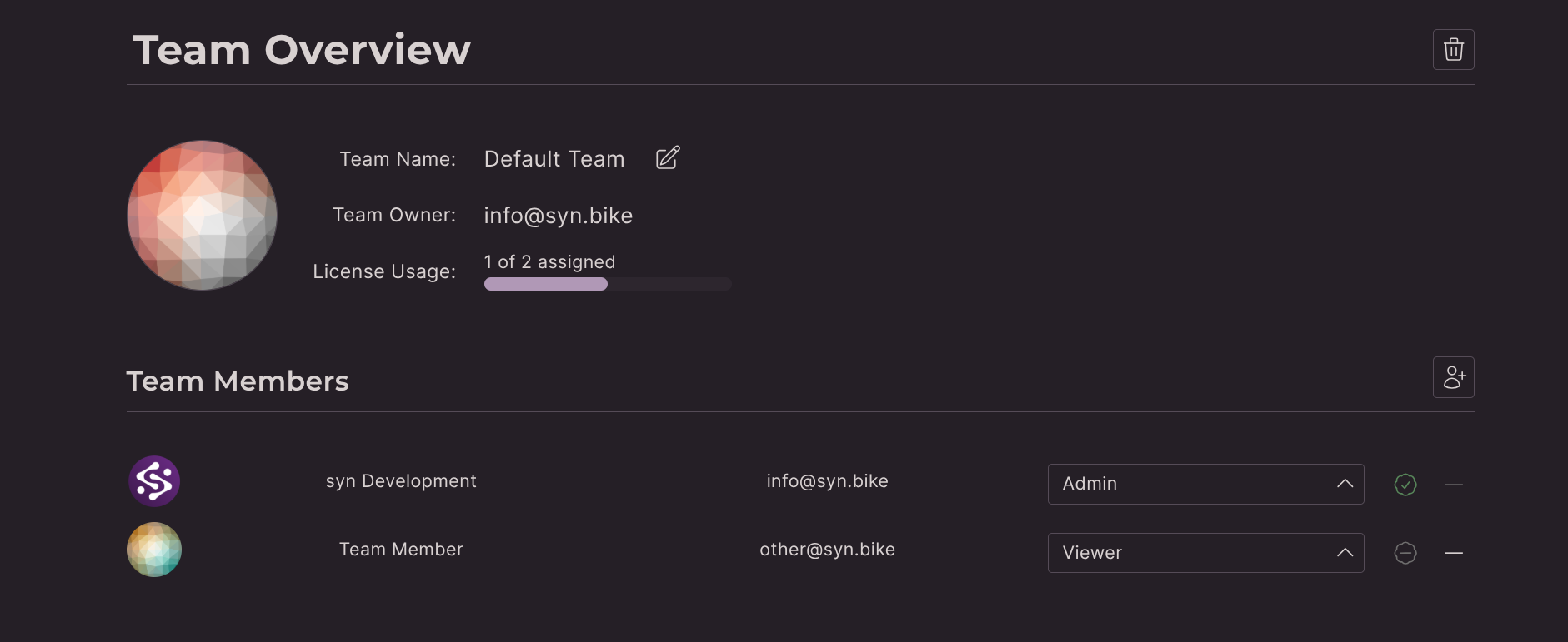 Team Management | syn.bike docs